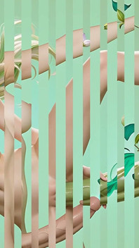 Bonita nua Elf Futa com cabelo encantado flutuante e pétalas de orquídea