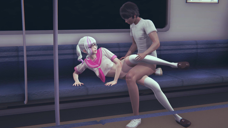 Waifu club 3D: College girl pussy fucked on the train seat