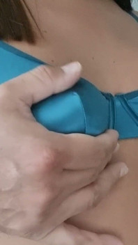 My New Green Shiny Nylon Bra, No Padding, Caressing My Soft Pointy Tits