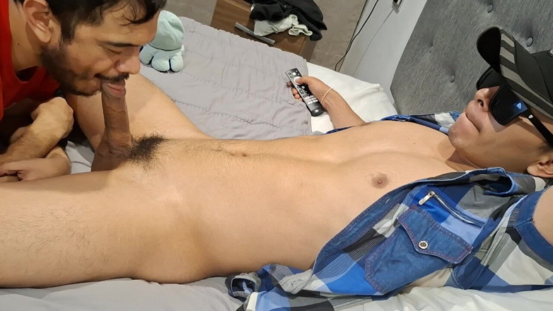 Bare skin man: Receiving a Blowjob in a Shirt, Part 2