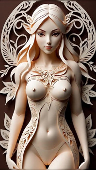 Brilhonder Papercraft Nude Elf Girl Slideshow - sexy kirigami elf buceta & peitos
