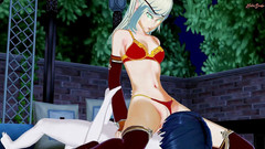 Hentai_Smash: Sexy Warcraft Elf jezdí na chlapovi na obličeji před šukáním zezadu -...