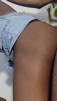 Pretty Face with Jean Mini Skirt Taking Backshot Doggystyle on the Chair
