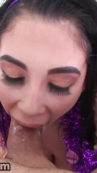 Petite teen Noelle Easton POV deepthroat blowjob