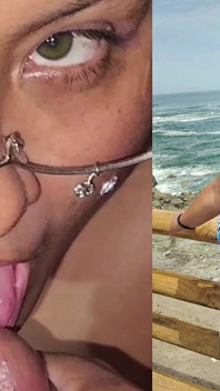 Spiaggia e ingoio sborra