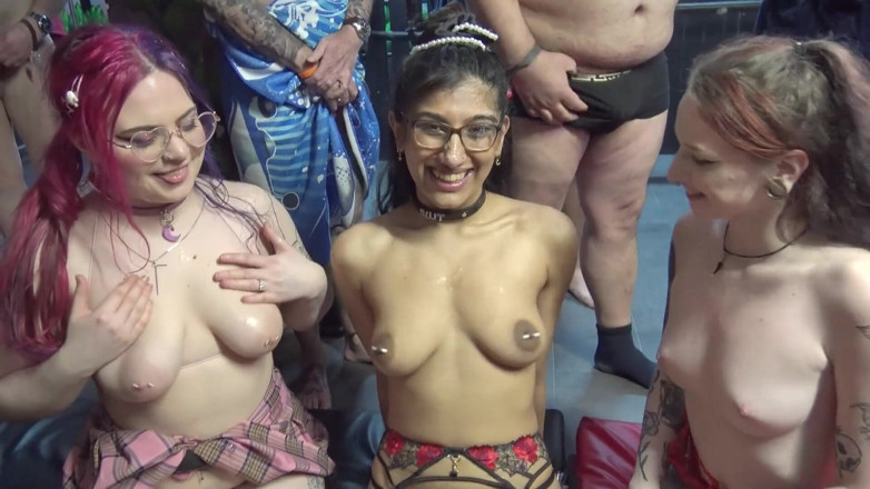100% Amateur Gangbang and Bukkake from the UK!: Three Stunning Chicks Sharing Ever Cock in the Room