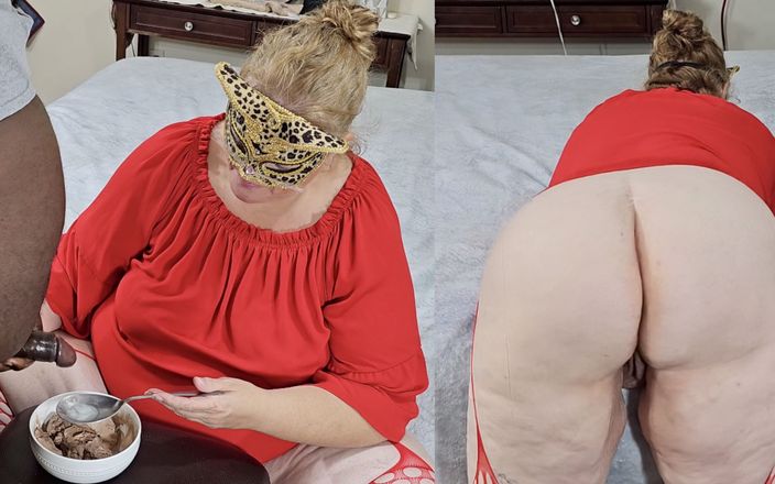 Big ass BBW MILF: Buza boşalma - döl yeme (zenci adam büyük döl boşaltırken yakalandı)