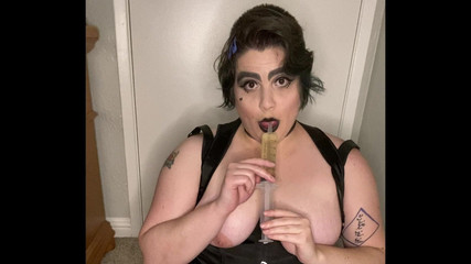 Thumbnail of Goth Bitch Wetting White Panties, Fresh Hot Piss in Pussy, First Time Piss Drinking