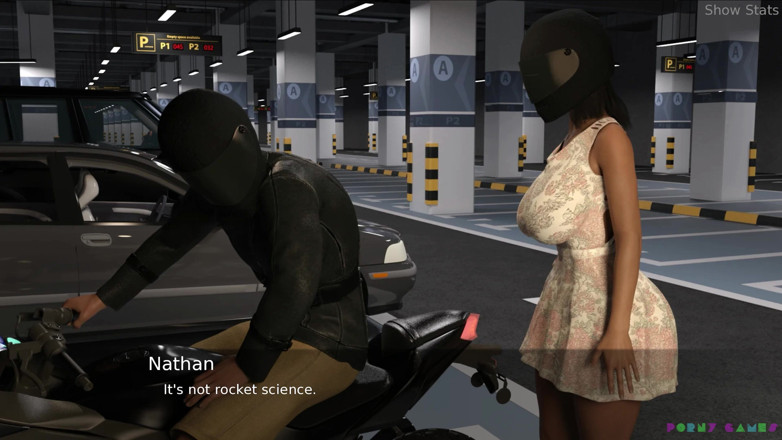 Porny Games: 热辣人妻项目 - 赤裸裸的屁股骑乘摩托车（91）