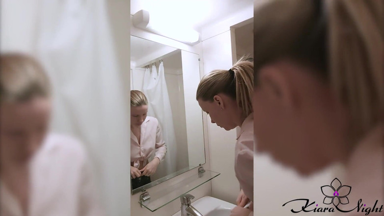 Kiara Night: Student brushing teeth and play pussy in the bathroom of...