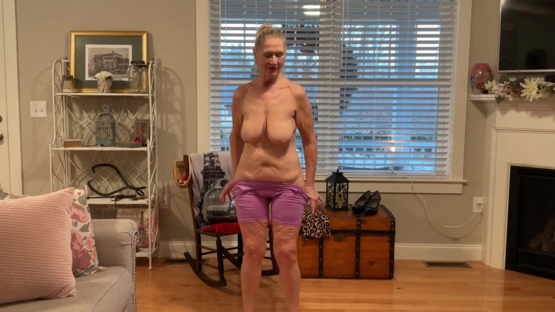 Danielle Dubonnet: Nude GILF Model Dani D Mature Try on (tight Purple Bodysuit,...