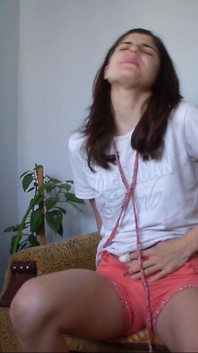 Sexy Teen Weting Her Short Pants and Touching Her Pussy