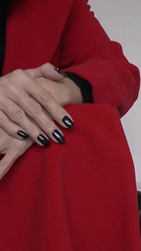 Lady Victoria Valente - Red Coat, Black Leather Pants, Beautiful Hands, Black Fingernails, Close-ups, JOI
