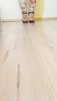 Crossdresser Walks in Sexy Black Leather Pointed Toe Charlotte Luxury High Heels Pumps