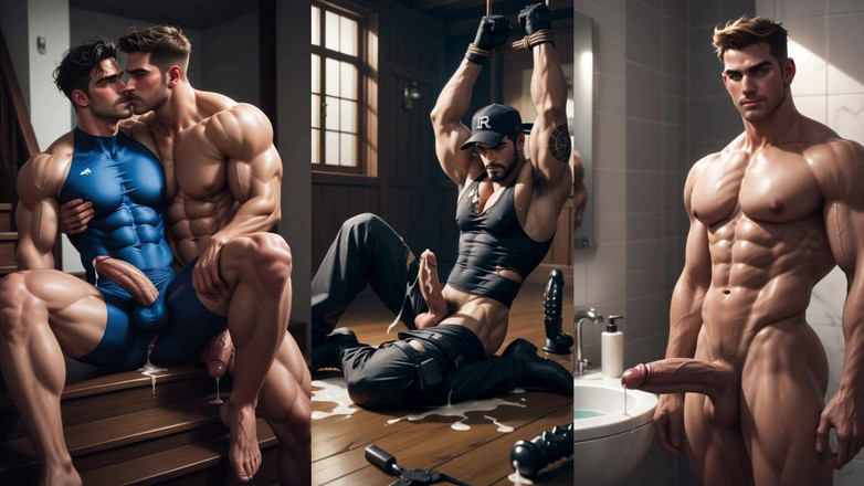AI gay porn: Hunk, लंबा, टपकता लंड ai Gay Porn