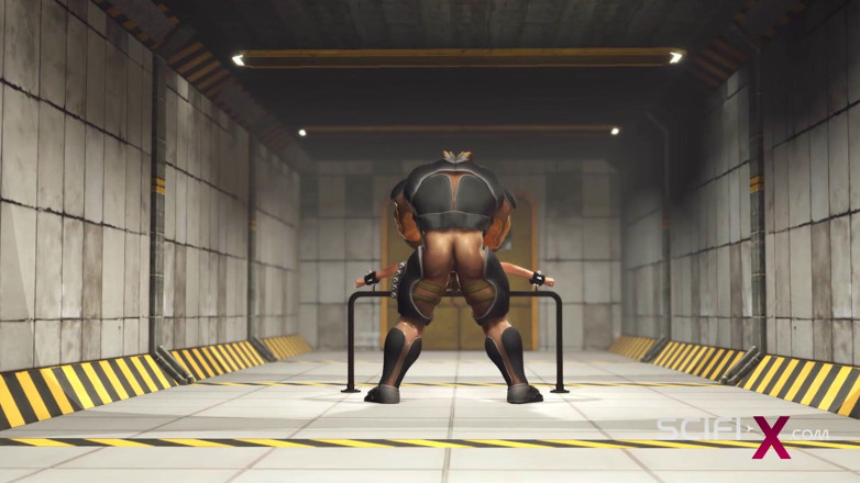 SciFi-X: Birçok memeli seksi genç kelepçeli sarışınla sığınakta bilim kurgu bdsm
