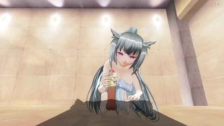 H3DC: 3D HENTAI - Neko-mädchen mit weißen haaren wichst deinen schwanz mit...