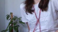 Sexy Teen Weting Her Short Pants and Touching Her Pussy