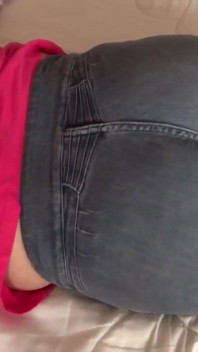 Beautiful Stepmom's Big Ass with Her Jeans on and Jeans Down, I Cum on Her Ass
