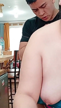 I Couldn't Stand It! My Sexy Stepmom with a Huge Ass Teased Me and I Fucked Her on the Counter