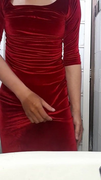 Crossdresser Cum Inside Sexy Velvet Dress