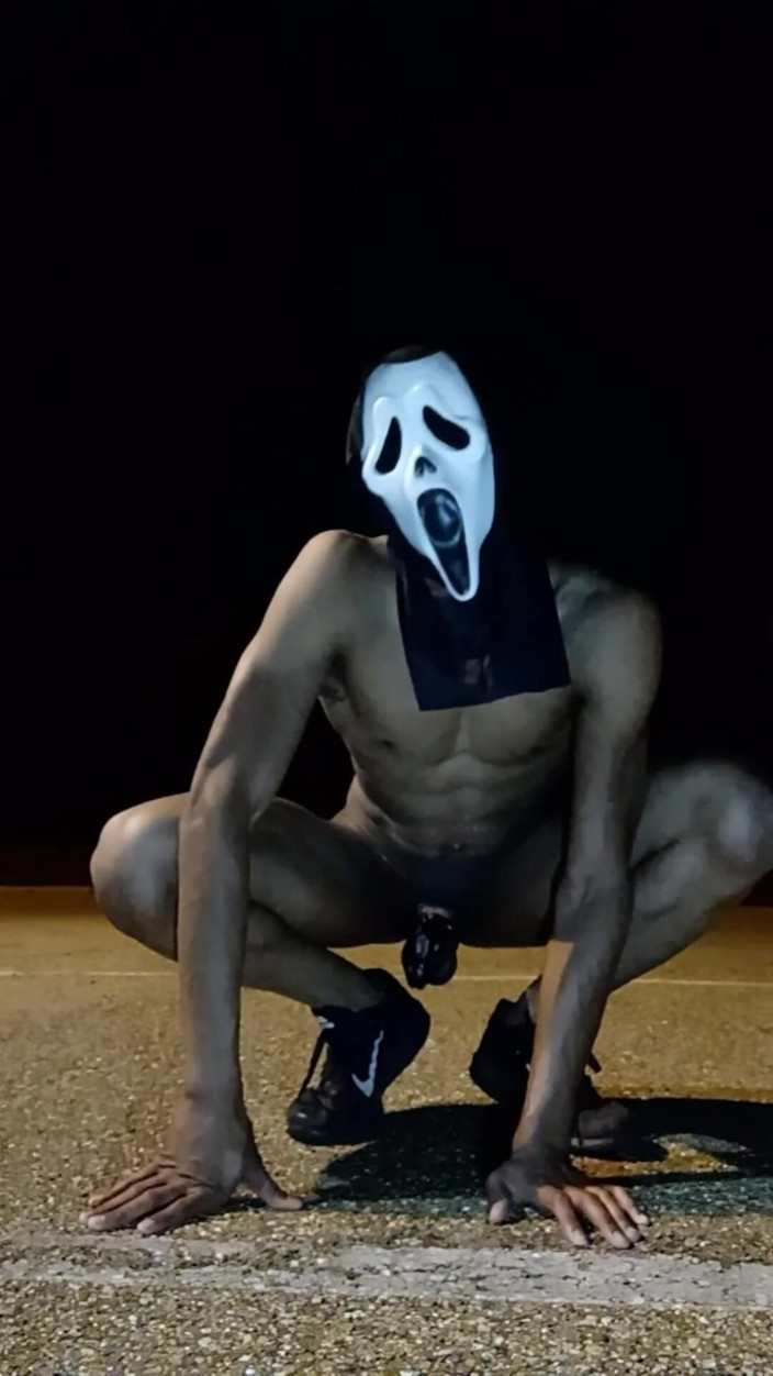 miikakawaiii: Phat Ass Femboy Ghostface Horny &amp; Locked in Chastity Cage