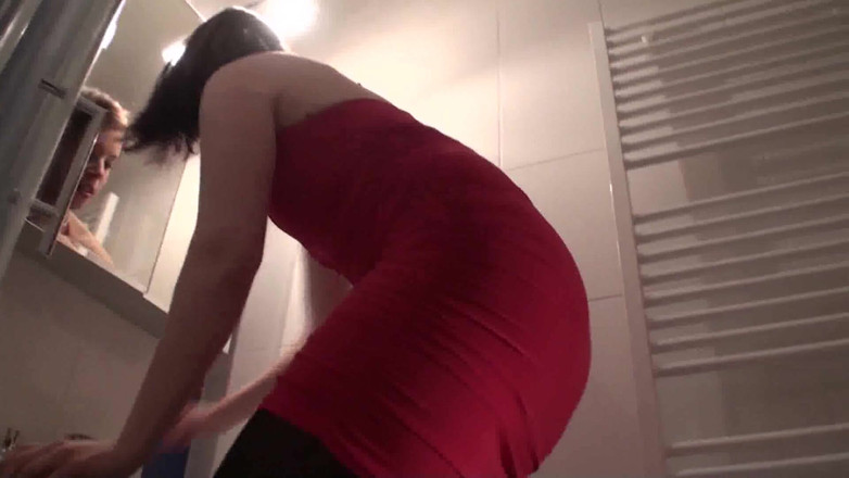 Femdom Austria: Pointed heels crushing human doormat in the bathroom