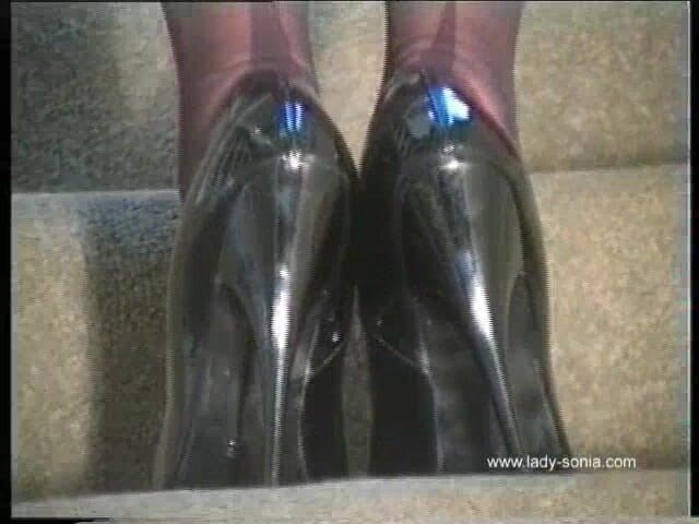 Lady Sonia: Red panties on the stairs