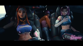 4 chicas teniendo sexo en un auto