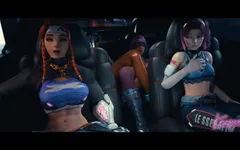 4 meninas fazendo sexo em um carro