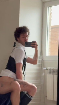 Harry_jen | Gay in a Corset Straddled Stepdaddy's Big Cock and Made a Creampie