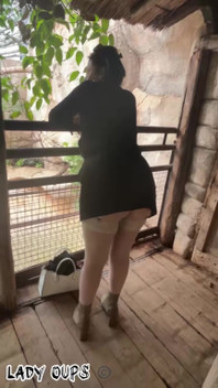 Slut in Public Visits Butt Plug Micro Skirt and Garter Belt