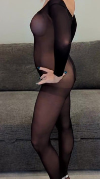 New Black Body Stocking with Silver Heels Try on