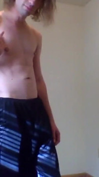Mtf Topless Aroused in Track Pants; Armpit Sniffing and Nipple Teasing