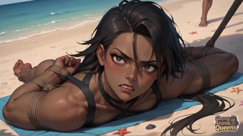 Ebony Anime Queens: Пляжная оргия! Палящая королева смуглого оттенка имеет оргазмические груди на Золотых песках в лучшей XXX сцене!