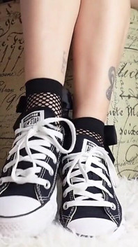 My Feet Are Tiny and Adorable in Converse, Especially with These Ankle Fishnet Socks with a Big Bow.
