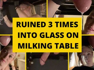 Mistress BJQueen: Gros plan ruiné plusieurs fois dans un verre sur la...