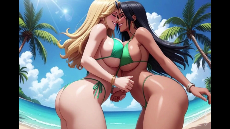 Hot girl dancing: Tante india lagi asik joget di pantai (animasi ai)