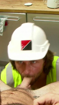 He works a lot and his body needs a rest, so his fucker is willing to suck him and fuck in the kitchen