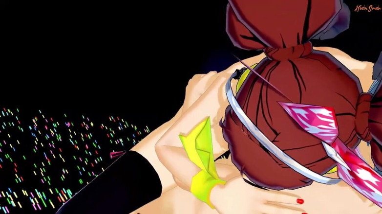 Hentai Smash: Söt idol Rise Kujikawa knullas doggy framför en levande publik....
