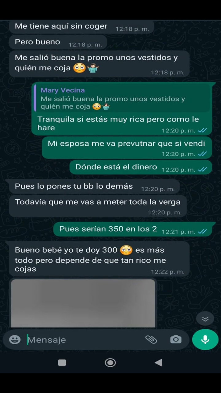 Mexicasero: Chat whatsapp con il mio vicino infedele venduto per vestiti