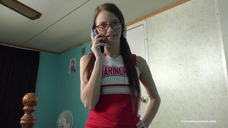 Exposed Whores Media: Farrah Valentine - Cheerleader gives her stepbrother a handjob to take...