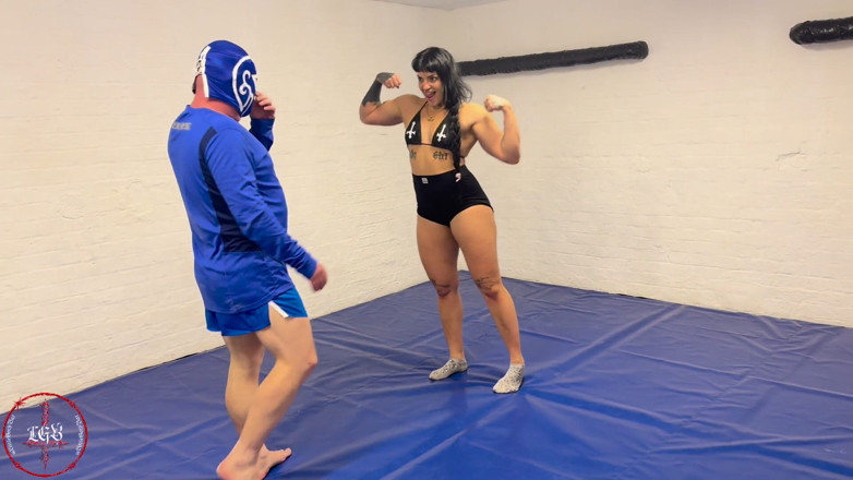 She Wrestle: Cocky Guy Gets Wrestled and Carried by Hot Muscle Babe