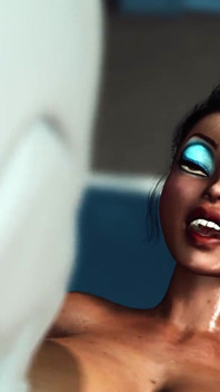 Una giovane sexy ebano tettona fa sesso anale duro con un robot del sesso nel medbay