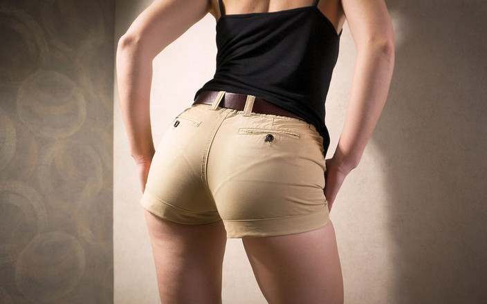 Teasecombo 4K: Nastolatka amatorka w obcisłych szortach dokucza jej widocznej linii majtek