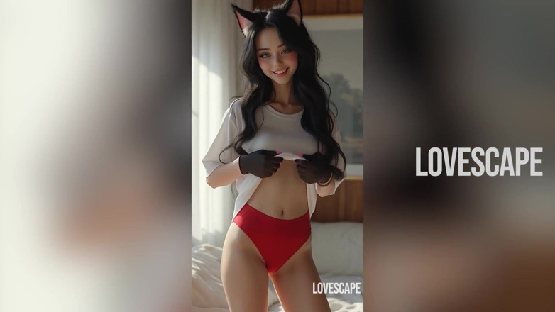 Lovescape: Geiles catgirl im schlafzimmer lautes stöhnen &amp;betteln endet mit großem abspritzen