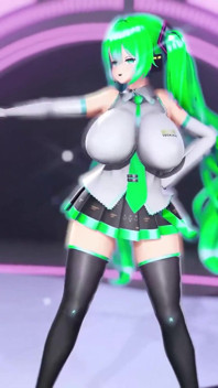 Hatsune miku tette enormi si spogliano danza hentai vocaloid Bibbidiba canzone mmd 3d capelli verdi edit smixix