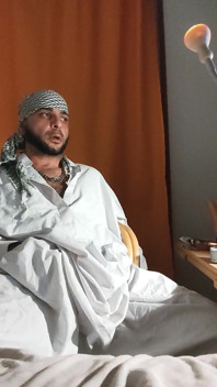 Dirtyjunkbro Dressed in Afghan Clothes, Cover Socks Piss in and Piss Drink