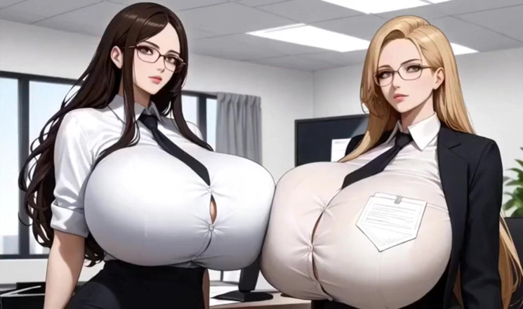 Hot girl dancing: Komik büyük memeli ofis, ai animasyon