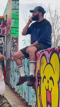 Ashtray, Piss & Feet. Bearded Master Using Fellball